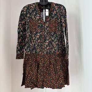 Anthropologie Black Floral Mini Dress